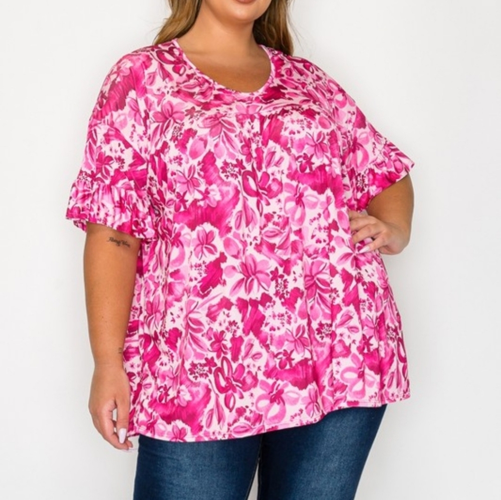 New Curvy Lovey Floral Babydoll Top